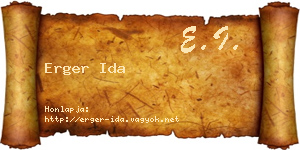 Erger Ida névjegykártya